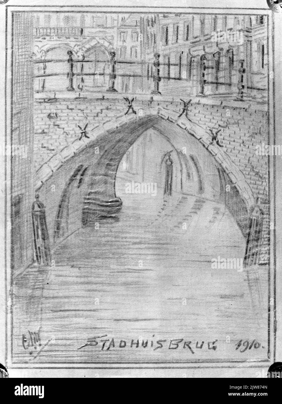 Crossing over bridge view canal Black and White Stock Photos Images