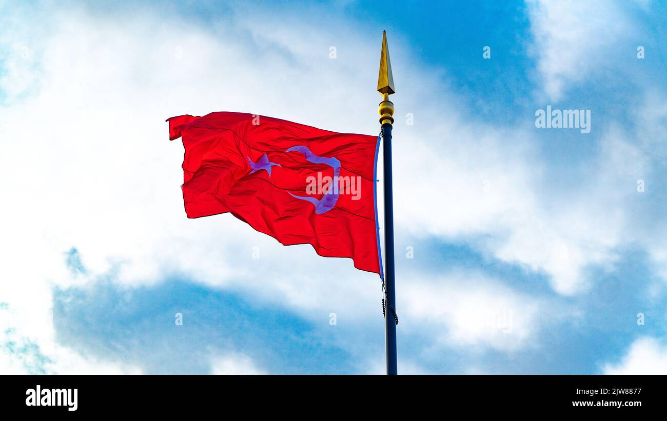 Turkish Flag concept for 29 ekim or 23 Nisan or 30 Agustos or 10 Kasim or 19 Mayis. Noisy photo Stock Photo