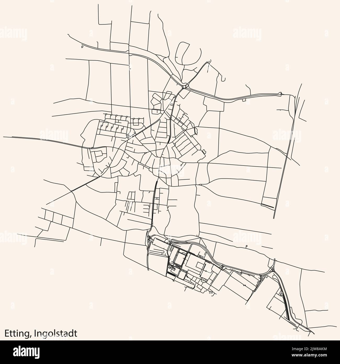 Street roads map of the ETTING DISTRICT, INGOLSTADT Stock Vector Image ...