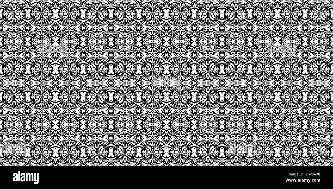 Monochrome geometric grid Pixel Art style background Modern black and white abstract mosaic texture Stock Photo