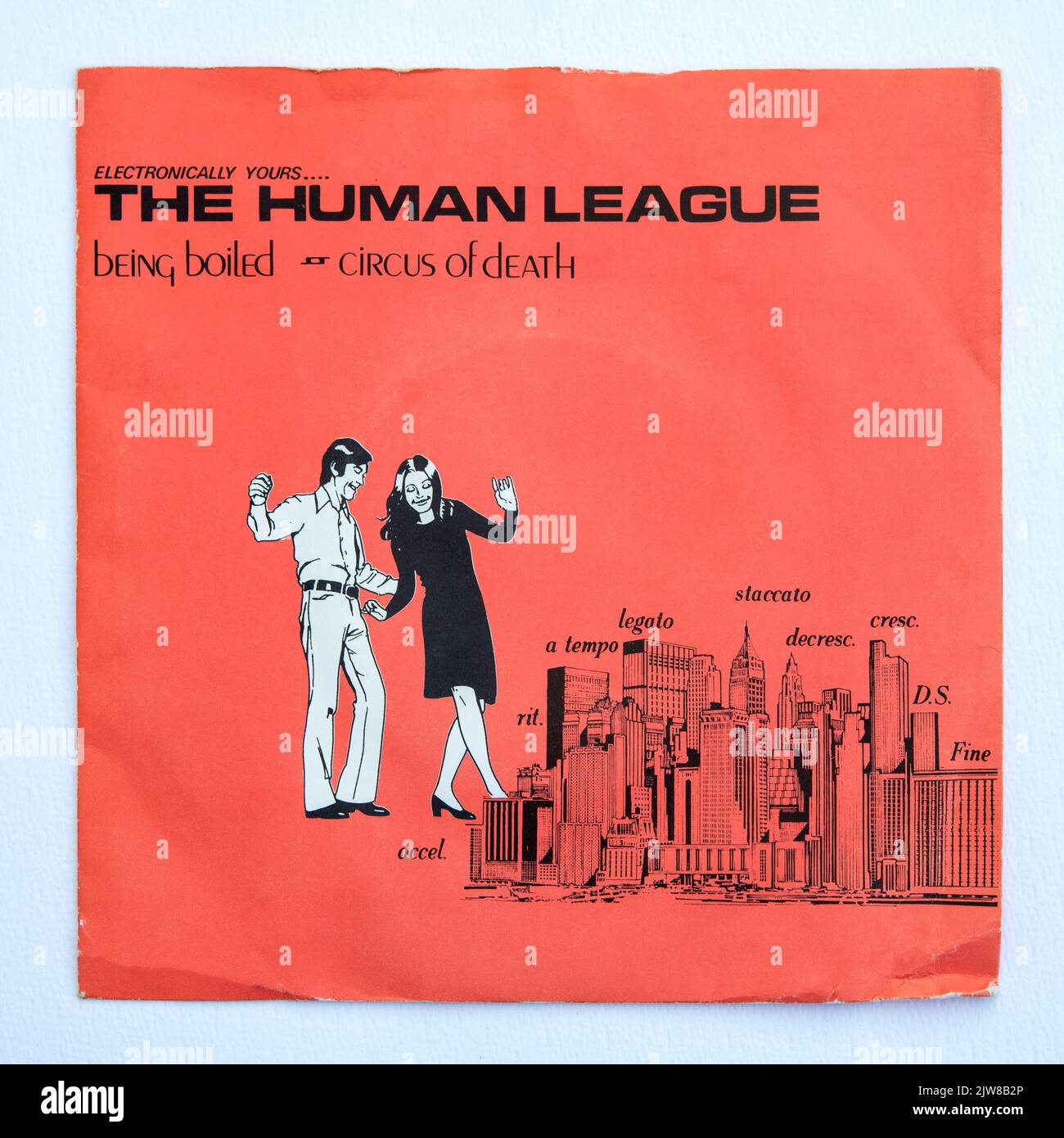 Picture cover of the seven inch single version of Being Boiled by The Human League, which was released in 1979. Stock Photo