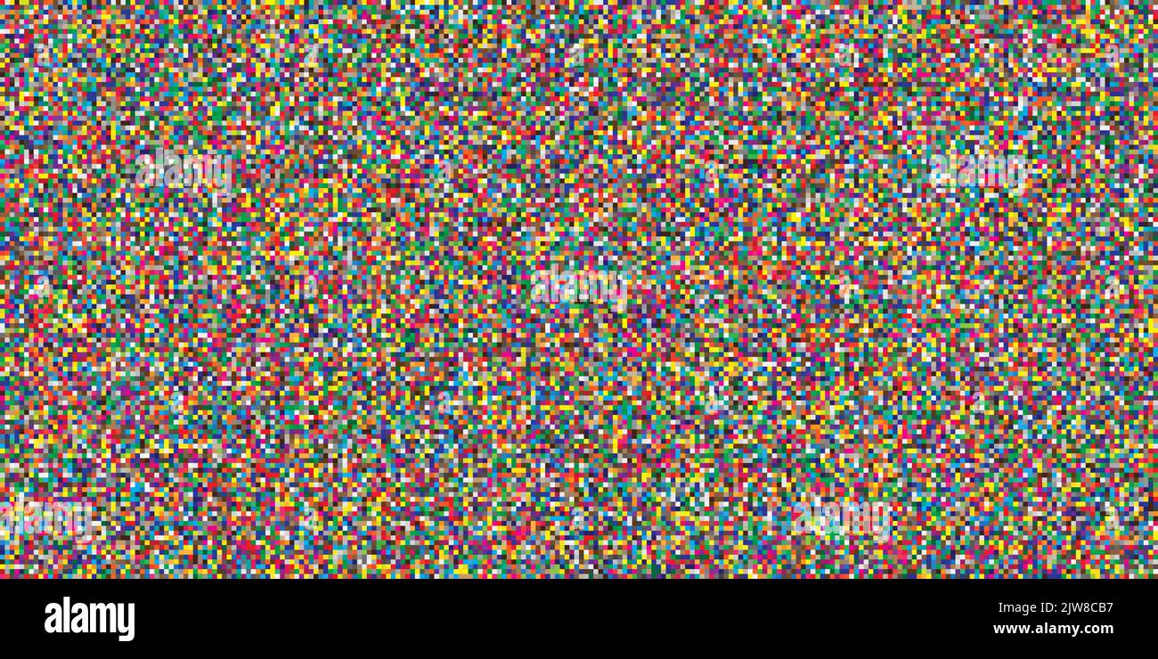 Colored Geometric grid modern abstract pixel noise texture No Signal TV Screen VHS Glitch Background Stock Photo
