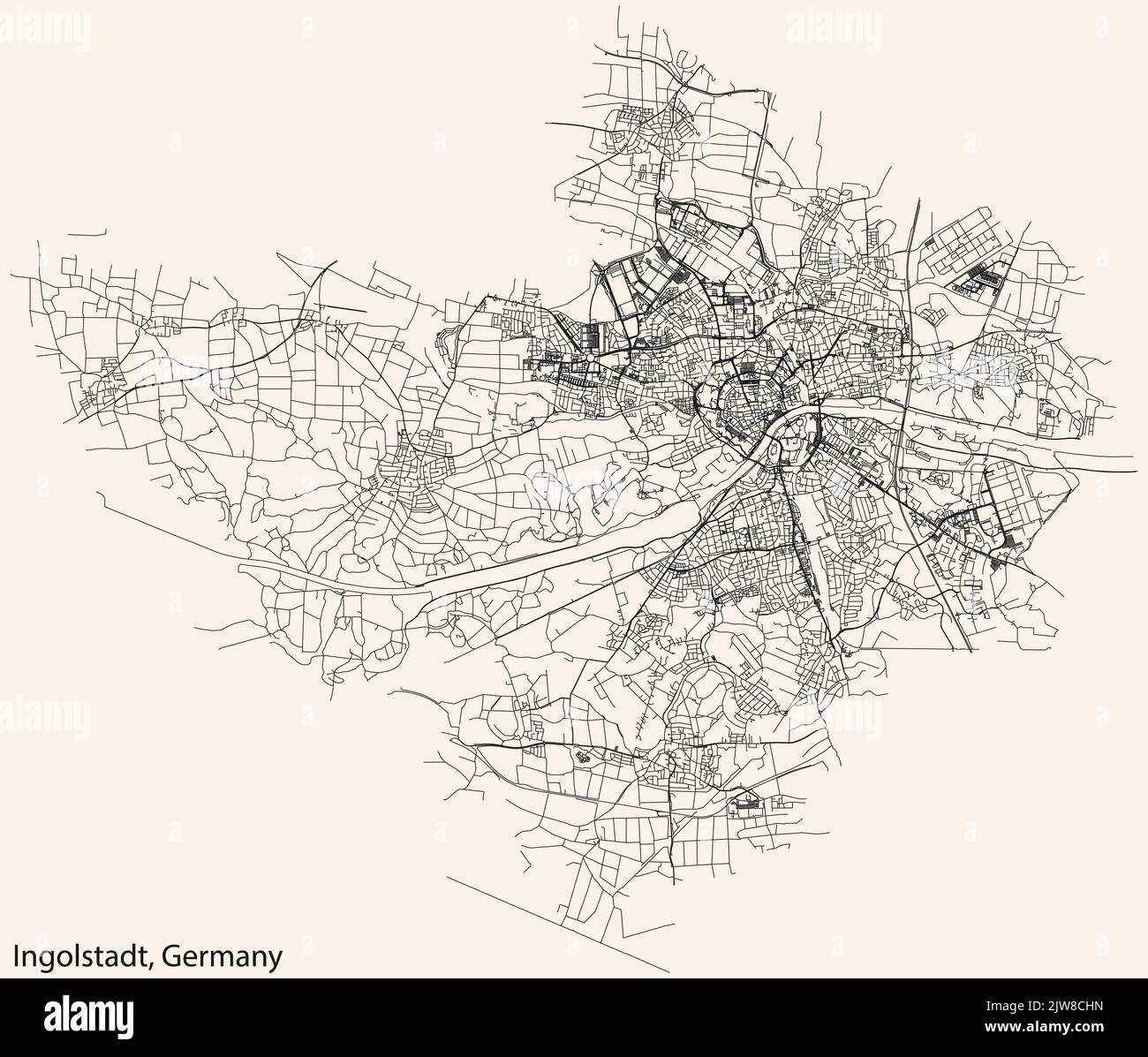 Street roads map of INGOLSTADT, GERMANY Stock Vector Image & Art - Alamy