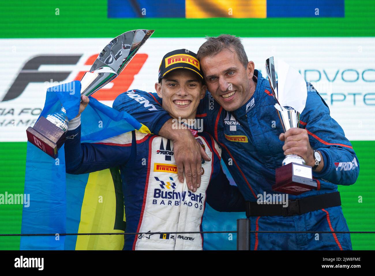 MALONEY Zane (bb), Trident Racing, Dallara F3, portrait on the podium ...