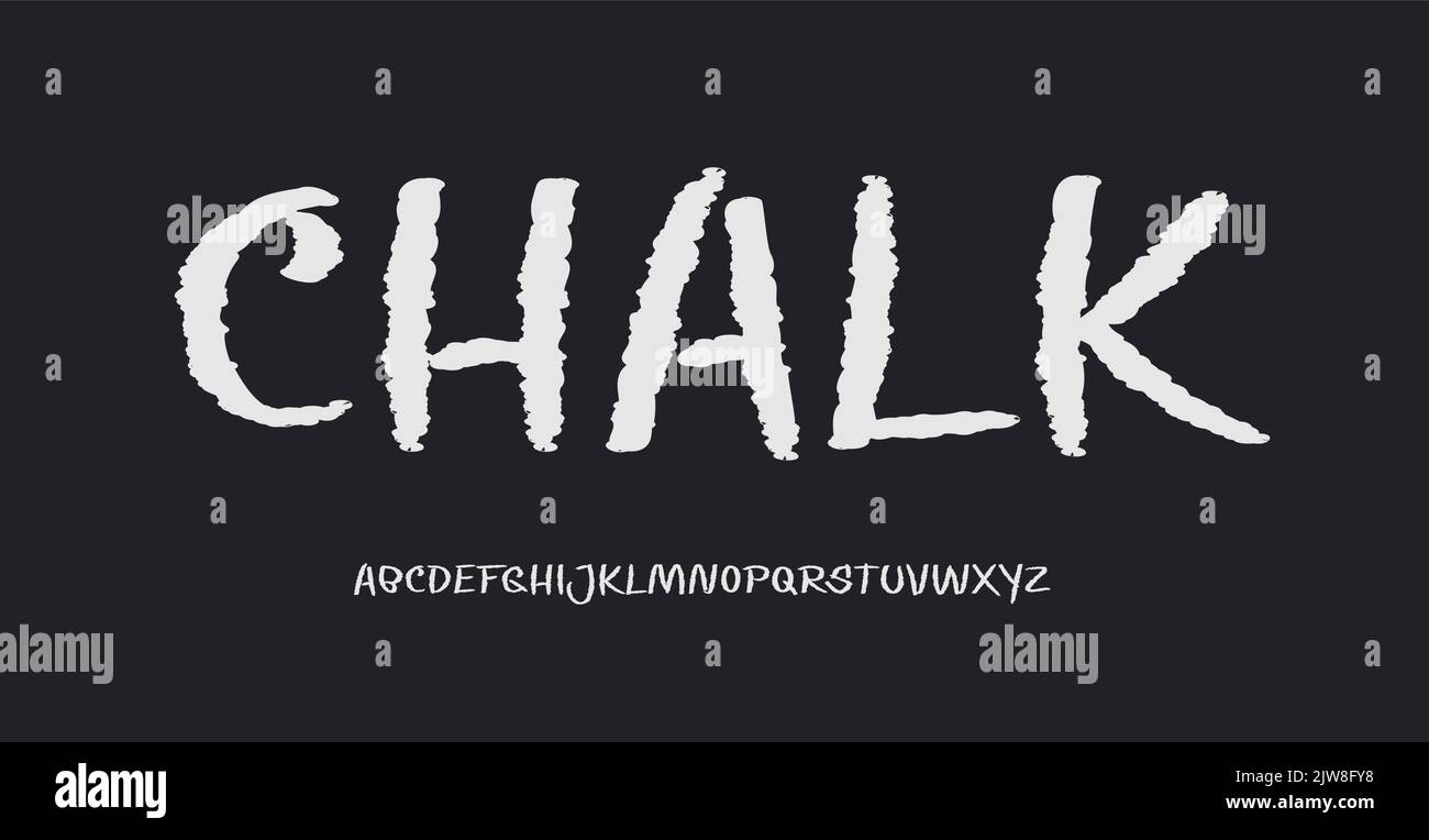 Chalk alphabet. Handwritten sketchy font. School doodle style type for