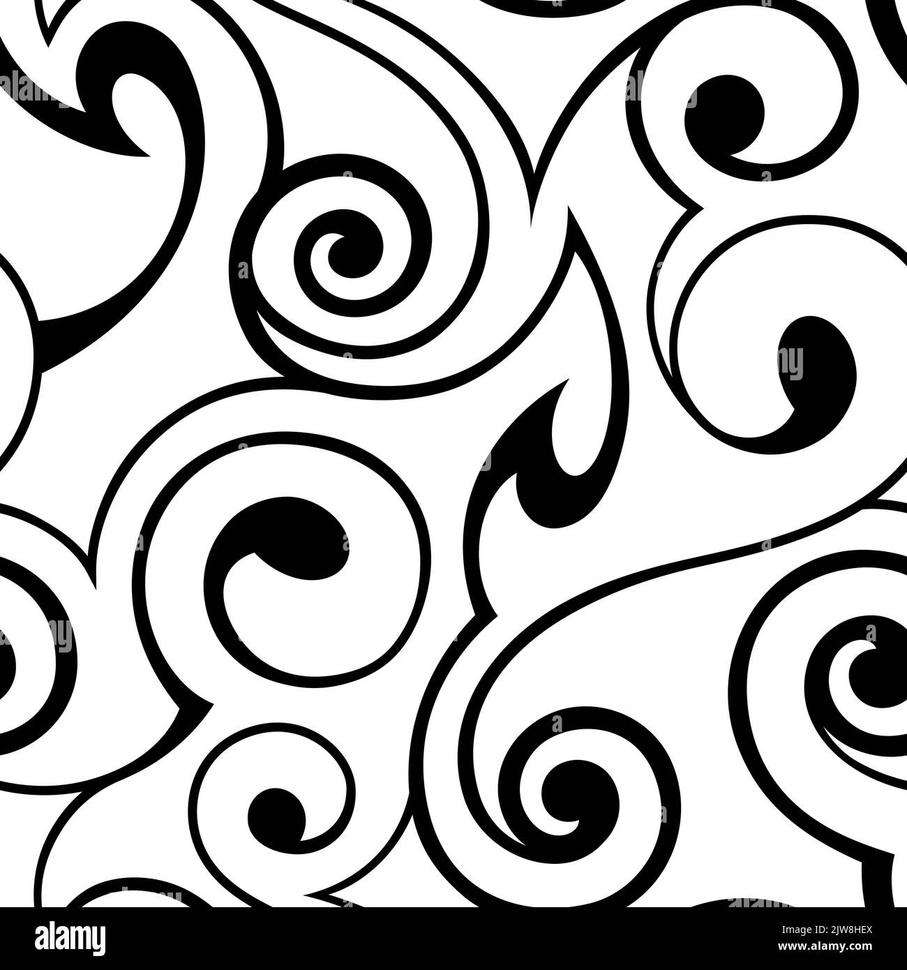 Abstract seamless vector black and white spiral and swirl pattern ...