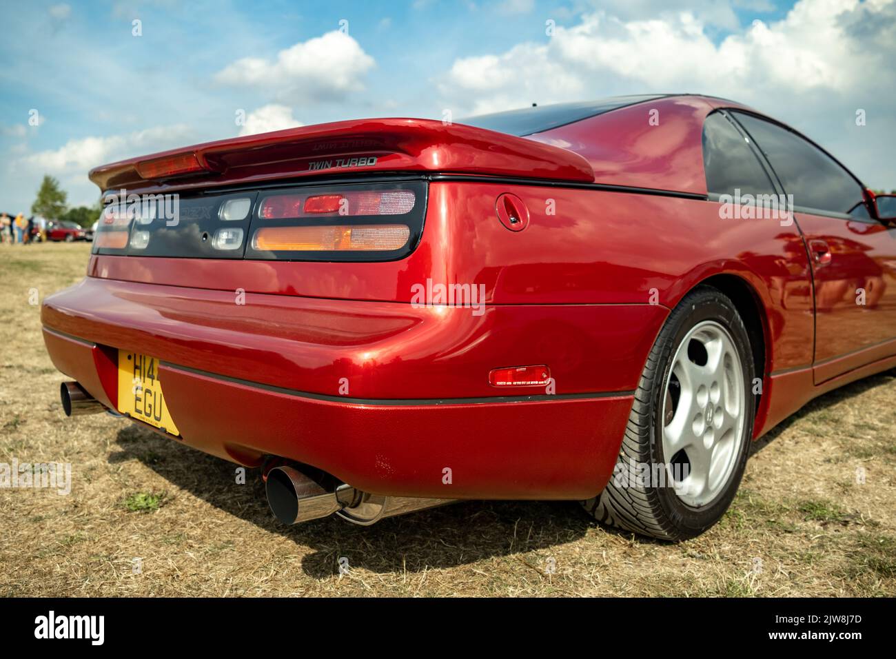 Old Buckenham, Norfolk, UK – September 03 2022. The boot or trunk of a classic Nissan 300ZX twin turbo sports car on display at the annual free to ent Stock Photo
