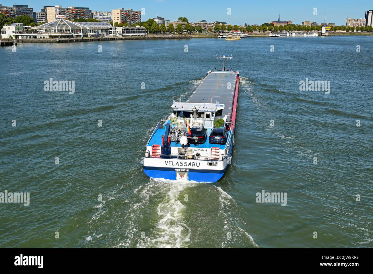 Rotterdam, Netherlands August 2022 Industrial barge Velassaru