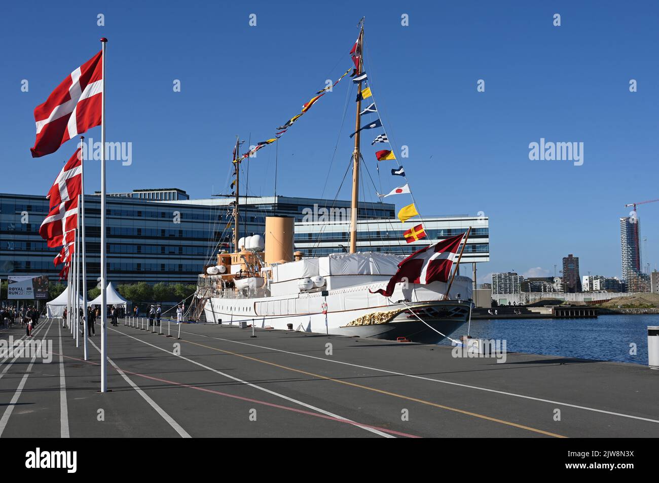 The Danish royal yacht Dannebrog in Aarhus harbour Stock Photo