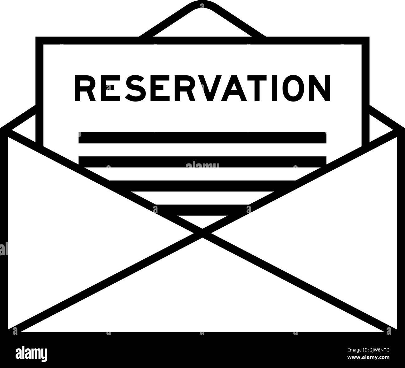 Envelope and letter sign with word reservation as the headline Stock Vector