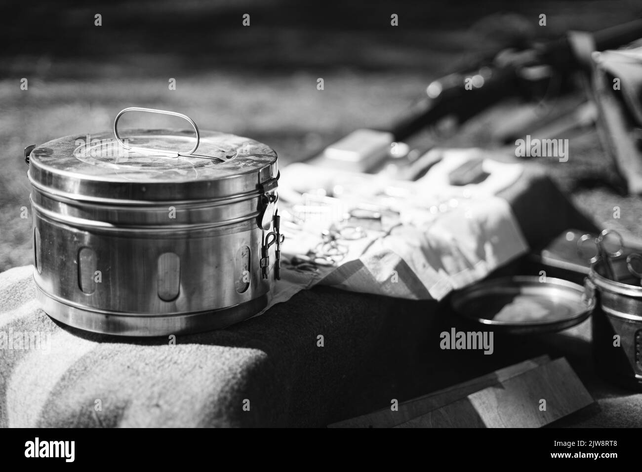 Old Medical And Surgical Instruments. Many Surgical Instruments For