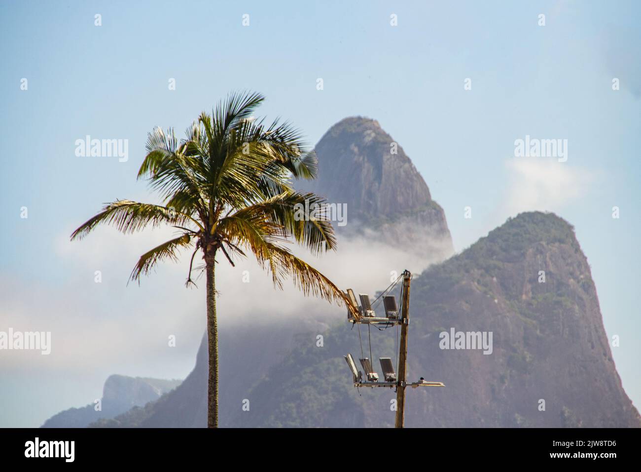Two Hill Brother seen from Ipanema beach in Rio de Janeiro. Stock Photo