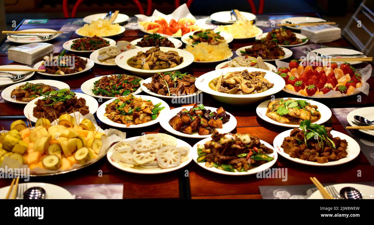 A table full of different Chinese meals Stock Photo Alamy