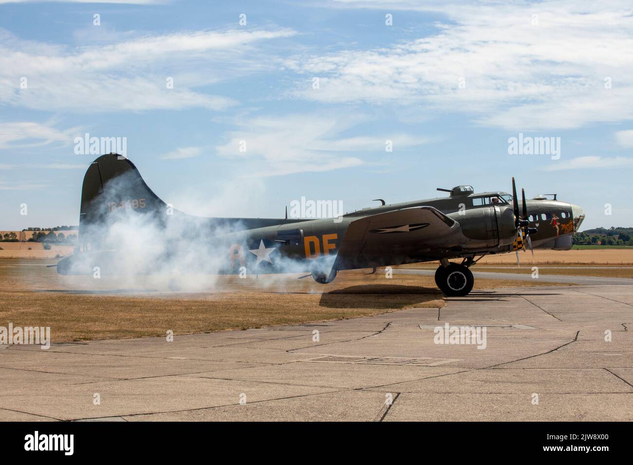 B-17 'Sally B' starting it's engines for it's summer air display the ...