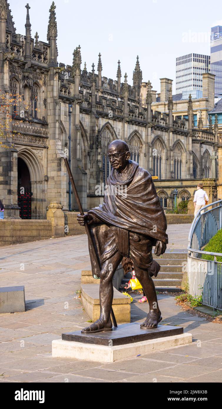 Statues In Manchester Mahatma Gandhi statue in the city of Manchester - MANCHESTER, UK ...