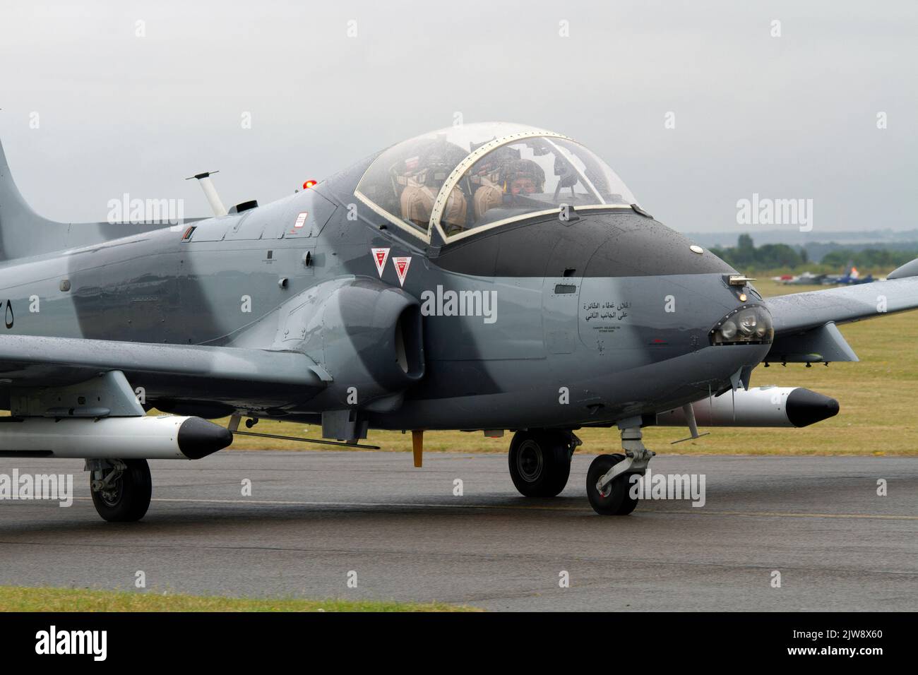 British Aircraft Corporation (BAC) 167 Strikemaster taxiing for hard runway takeoff at the Duxford Summer Airshow 18th June 2022 Stock Photo