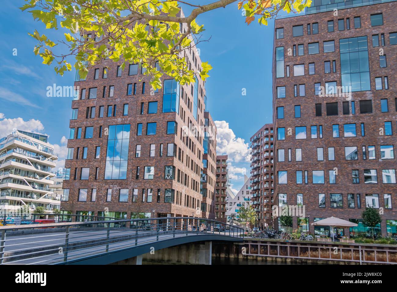 New built city called the docklands Oeen in Aarhus, Denmark Stock Photo