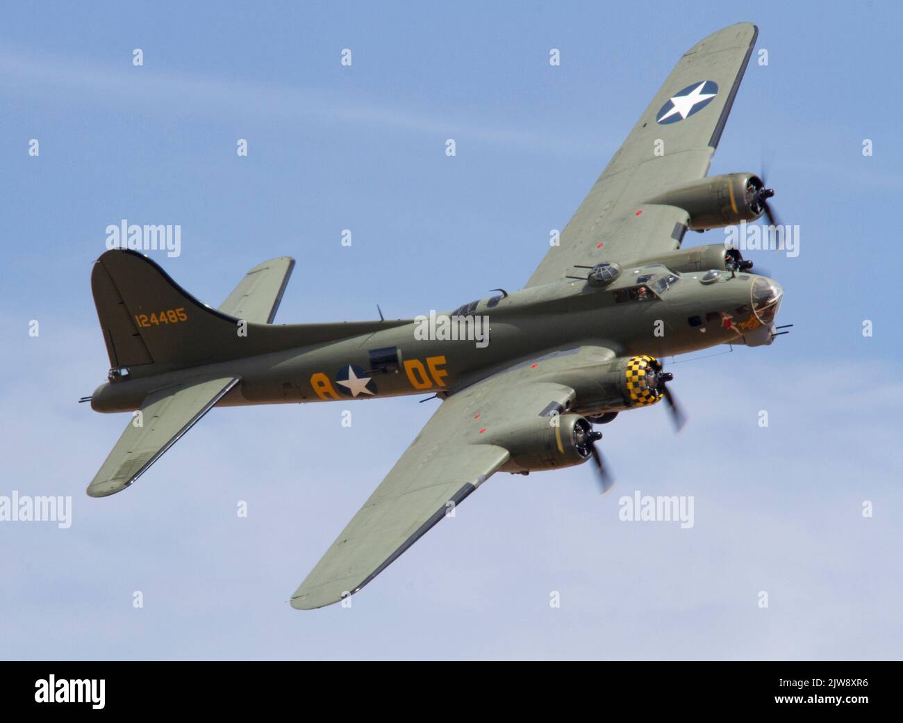 B-17 'Sally B' completing it's summer air display the Duxford Summer Airshow 23rd July 2022 Stock Photo