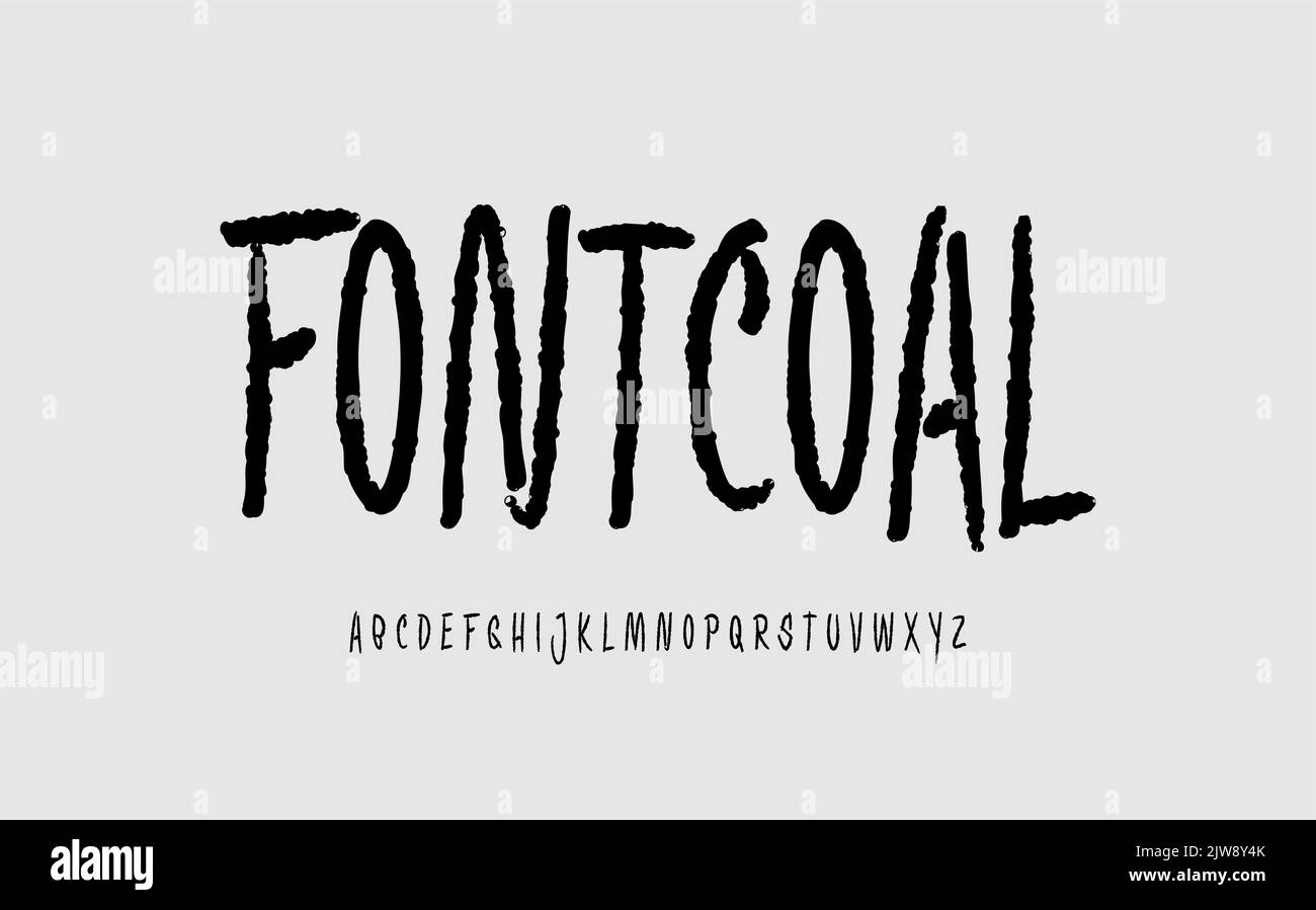 Coal font. Handwritten sketchy alphabet. School doodle style type for headline, logo, quotes, monogram, book, blog header, invitation, publishing Stock Vector