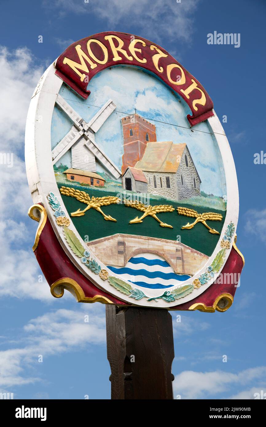 Village Sign Nameplate Moreton Essex Stock Photo Alamy