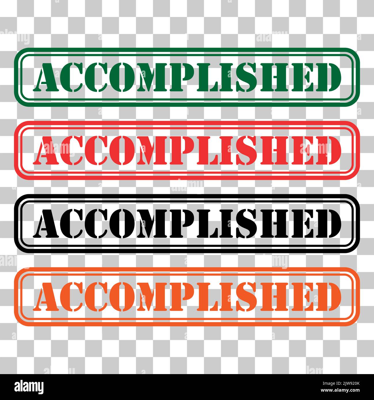 Set of Accomplished stamp symbol, label sticker sign button, text ...