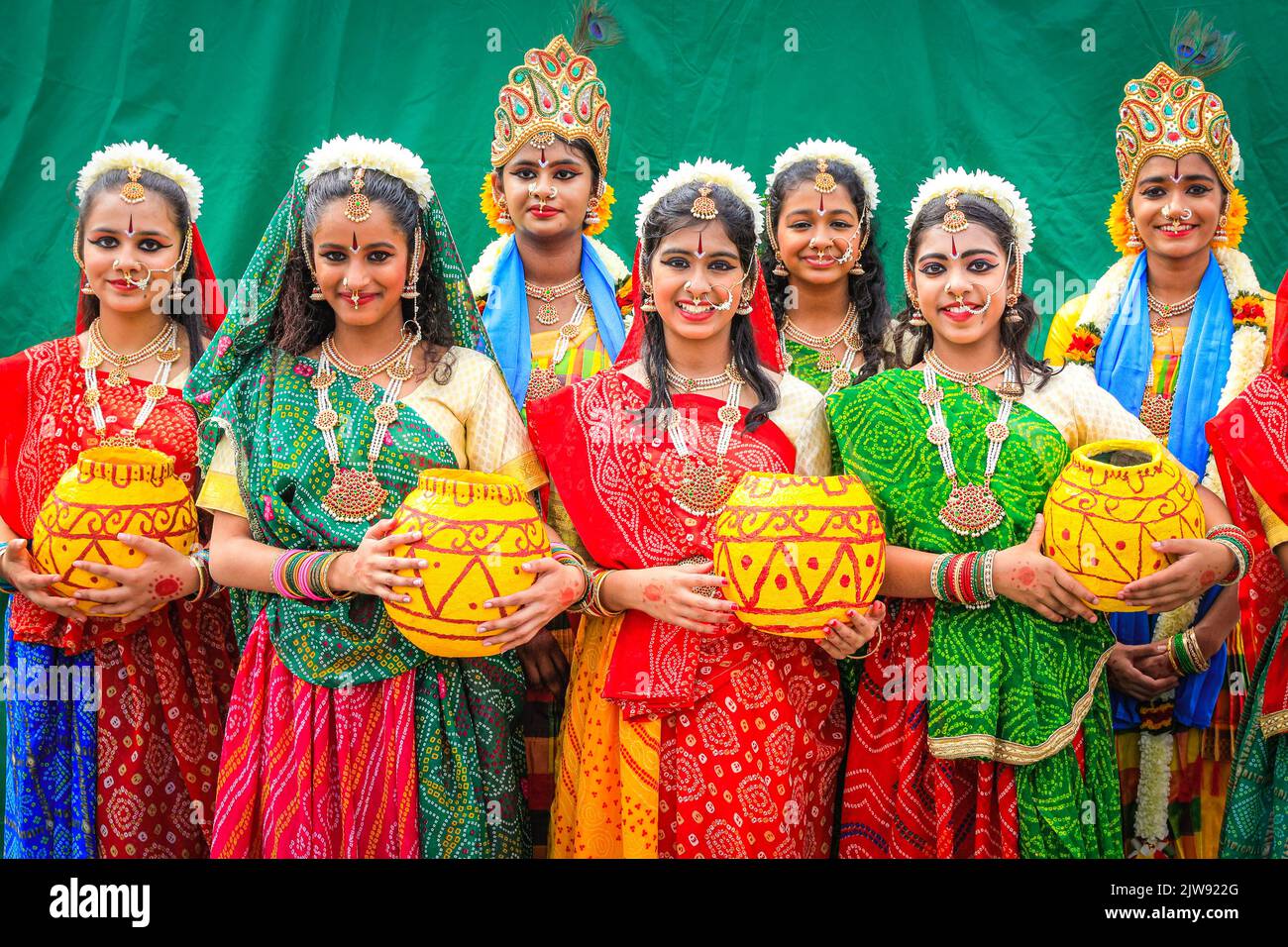 London, UK. 04th Aug, 2022. Young girls from an Odissi dance group, an ancient Indian classical dance, are excited to take part in the festivities. The Hindu Ratha Yatra Festival (alternative spelling Rathayatra), or Chariot Festival, falls on the 4th of September this year and is celebrated in London with a procession of the chariots and deities from Hyde Park to Trafalgar Square, accompanied by the public, followed festivities, free food and performances in Trafalgar Square. Credit: Imageplotter/Alamy Live News Stock Photo