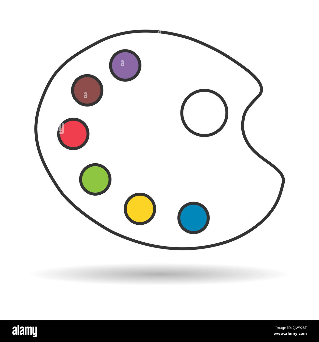 Flat art tool palette with paints color shadow, artist web design