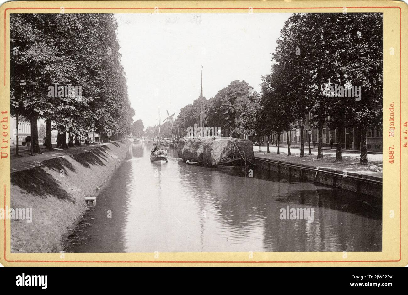 View of the Stadsbuitengracht in Utrecht from the south; On the right a few houses on the Rijnkade. Stock Photo