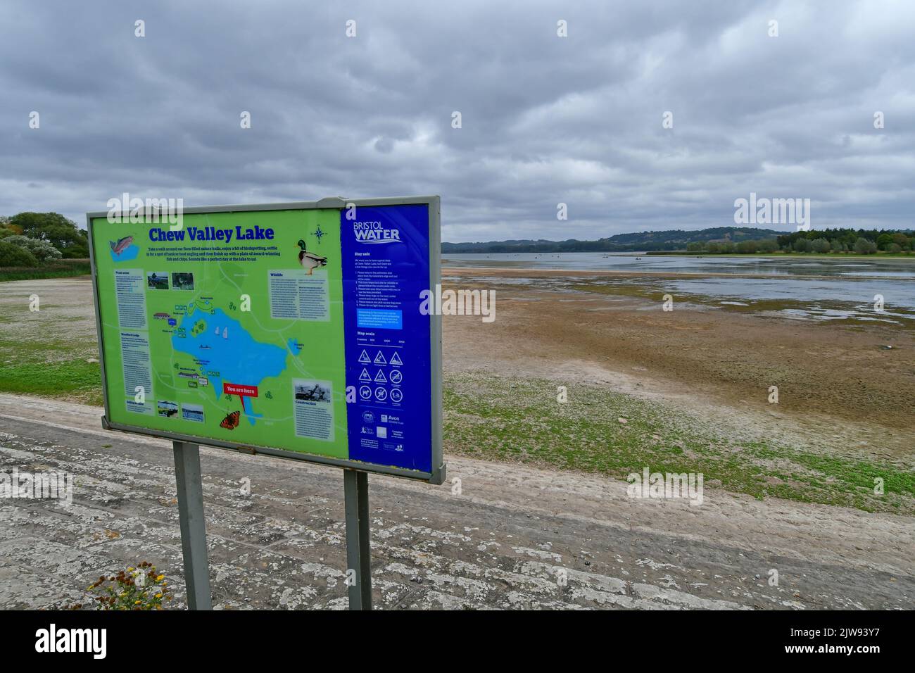 Chew Valley, UK. 04th Sep, 2022. On a very humid afternoon the Chew Valley lake once full with water is now showing signs of lack of rain water. Picture Credit: Robert Timoney/Alamy Live News Stock Photo
