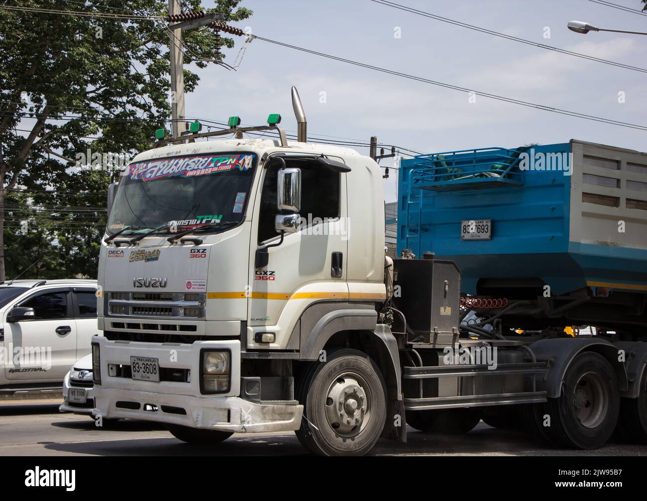 Chiangmai, Thailand -  June  13 2022: Private Isuzu Dump Truck. On road no.1001 8 km from Chiangmai Business Area. Stock Photo