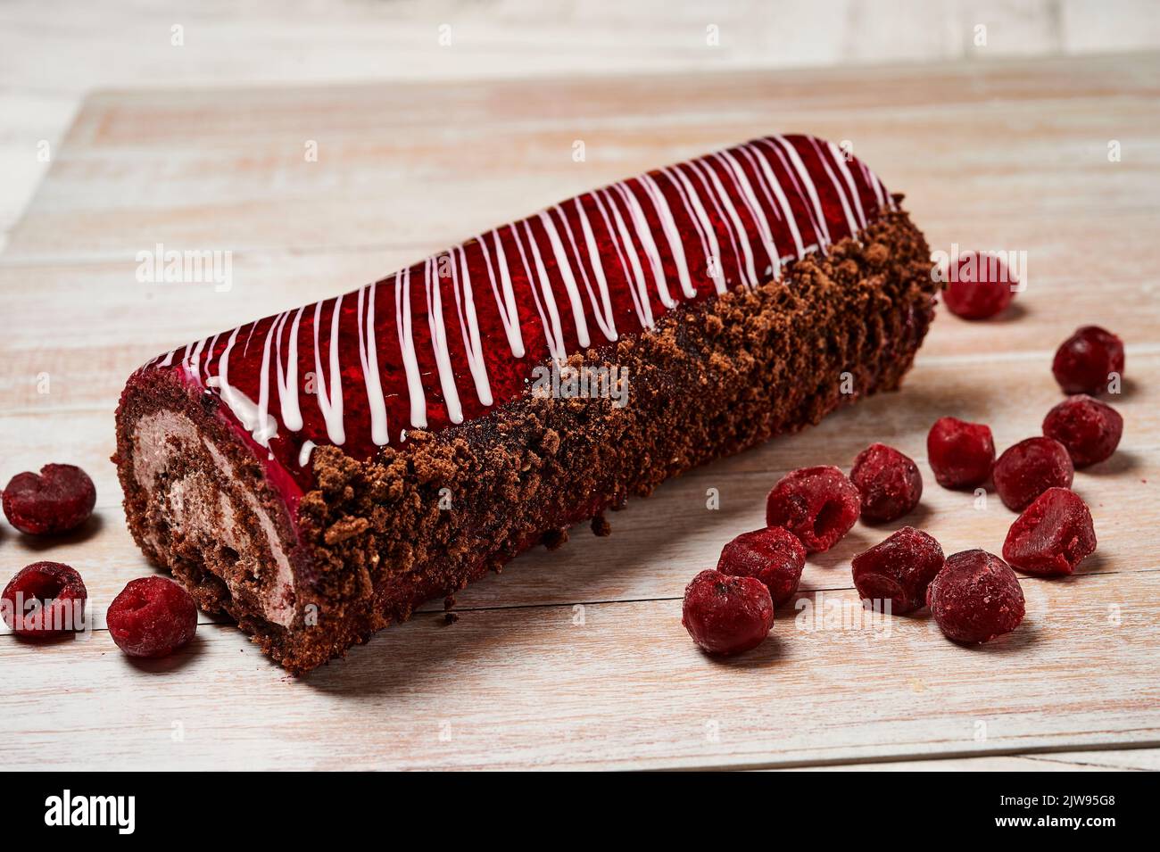 swiss chocolate roll, roll, cream roll, swiss log. Sold in a