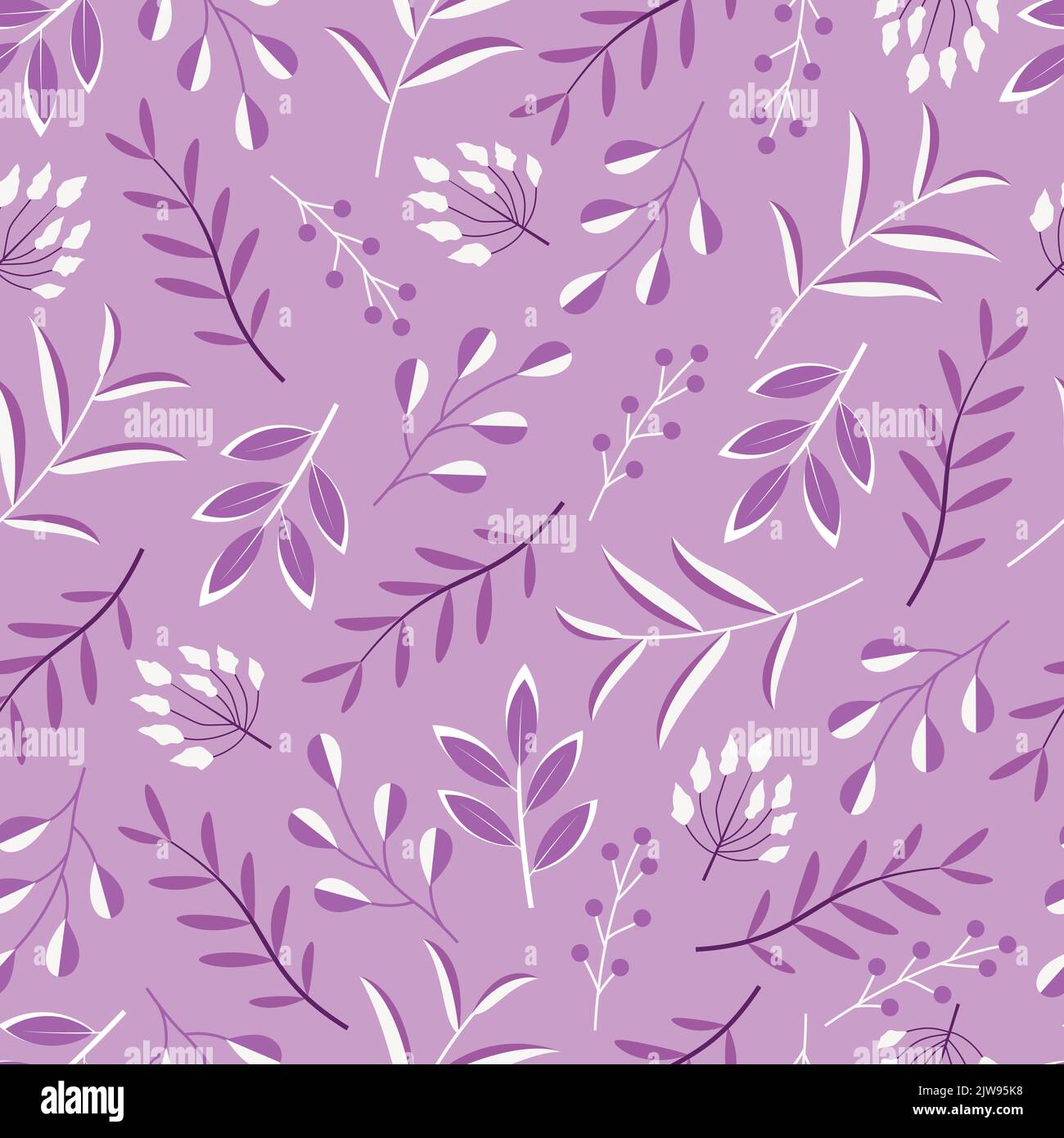 Ornate ditsy floral seamless pattern design. Abstract branches of leaves. Artistic foliage background for printing and textile Stock Vector