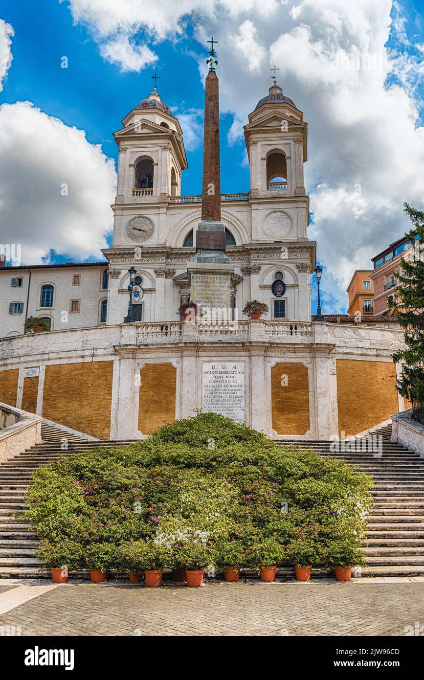 Idillic view of the Church of Trinita dei Monti, iconic landmark at the ...