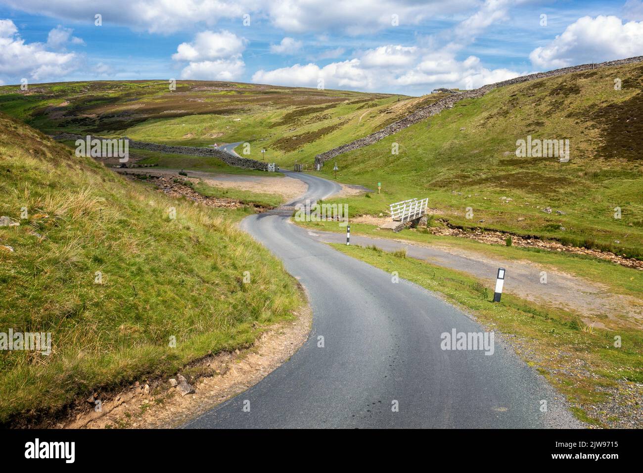 View towards the ford from the old series of All Creatures Great and Small on Turf Moor hill climb, Swaledale, Yorkshire Dales National Park, UK Stock Photo