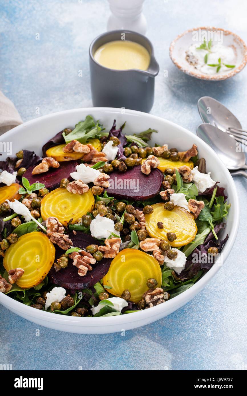 Beet and goat cheese salad with orange dressing Stock Photo Alamy