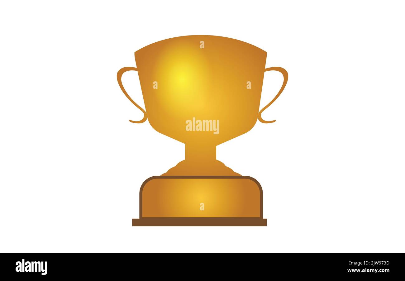 Golden champion cup with shadow isolated on white background Stock Vector