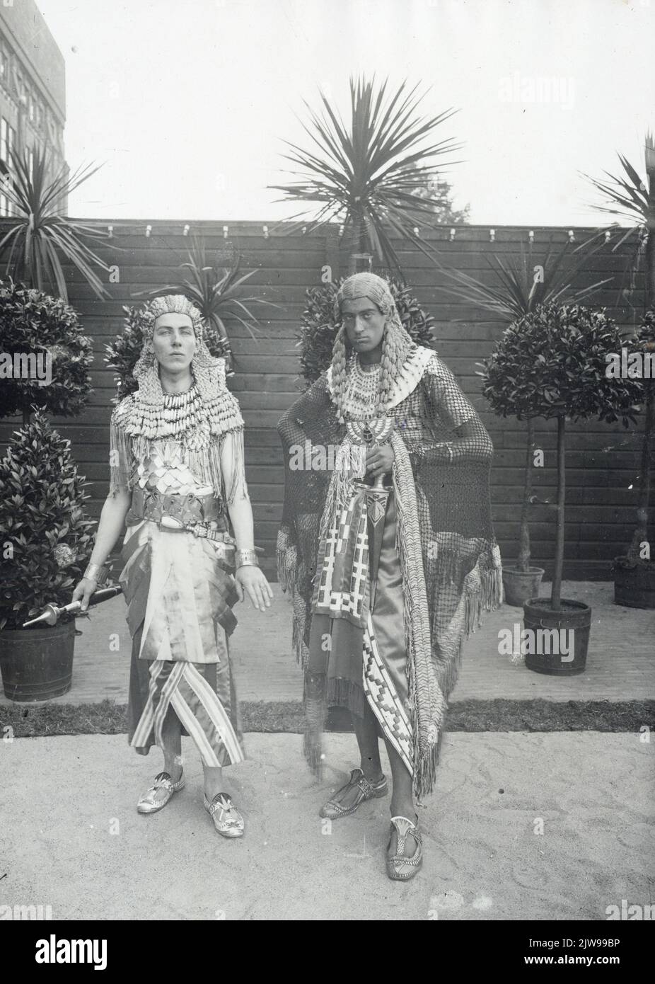 Portrait of an unknown person and prince Toetanchamon (right), presented by C. Bos, one of the main characters in the anniversary game and the masquerade parade on the occasion of the 58th anniversary (290th anniversary) of the University in Utrecht with the theme of Ichnaton. Stock Photo