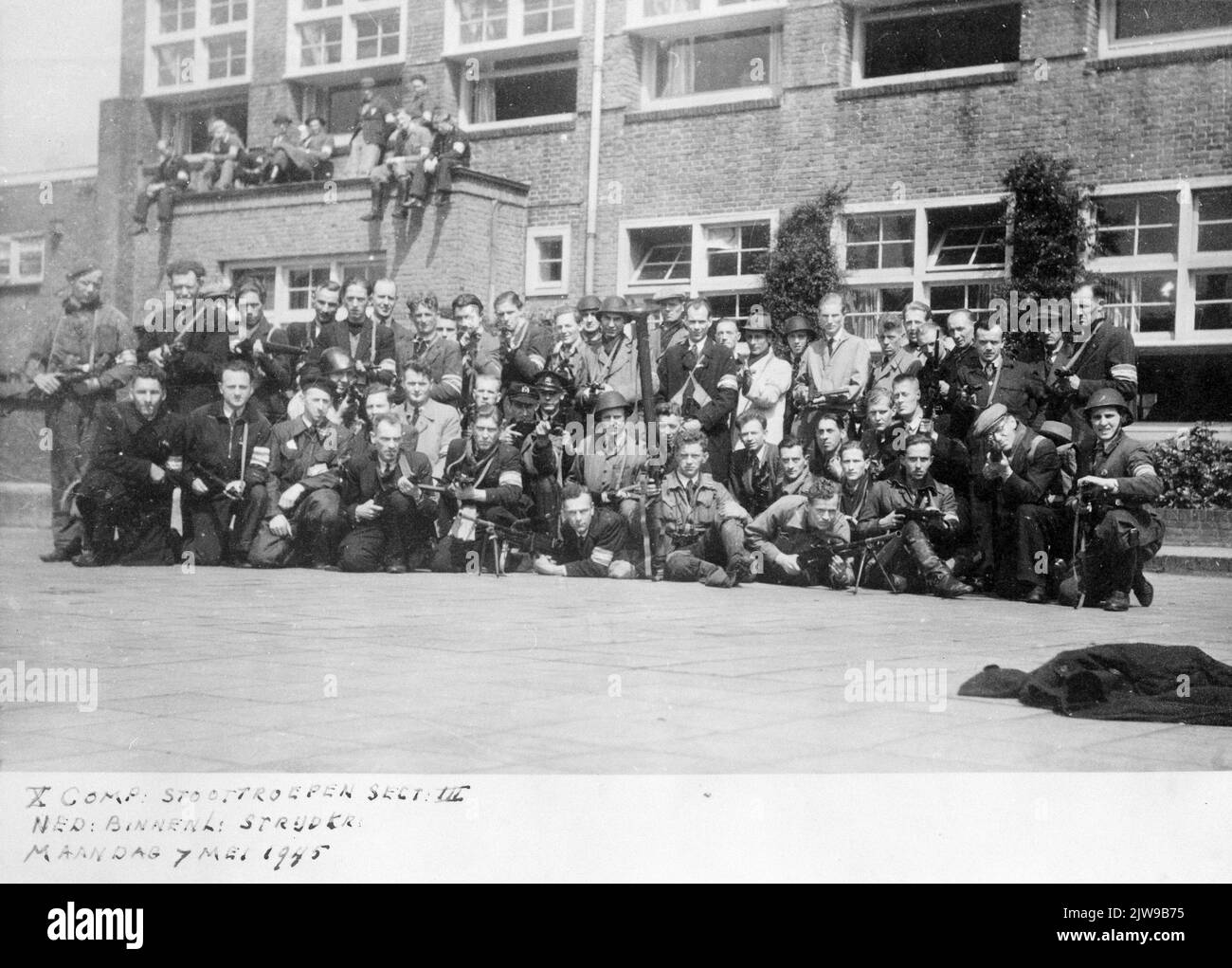 Group portrait of members of the B.S. (domestic armed forces) belonging ...