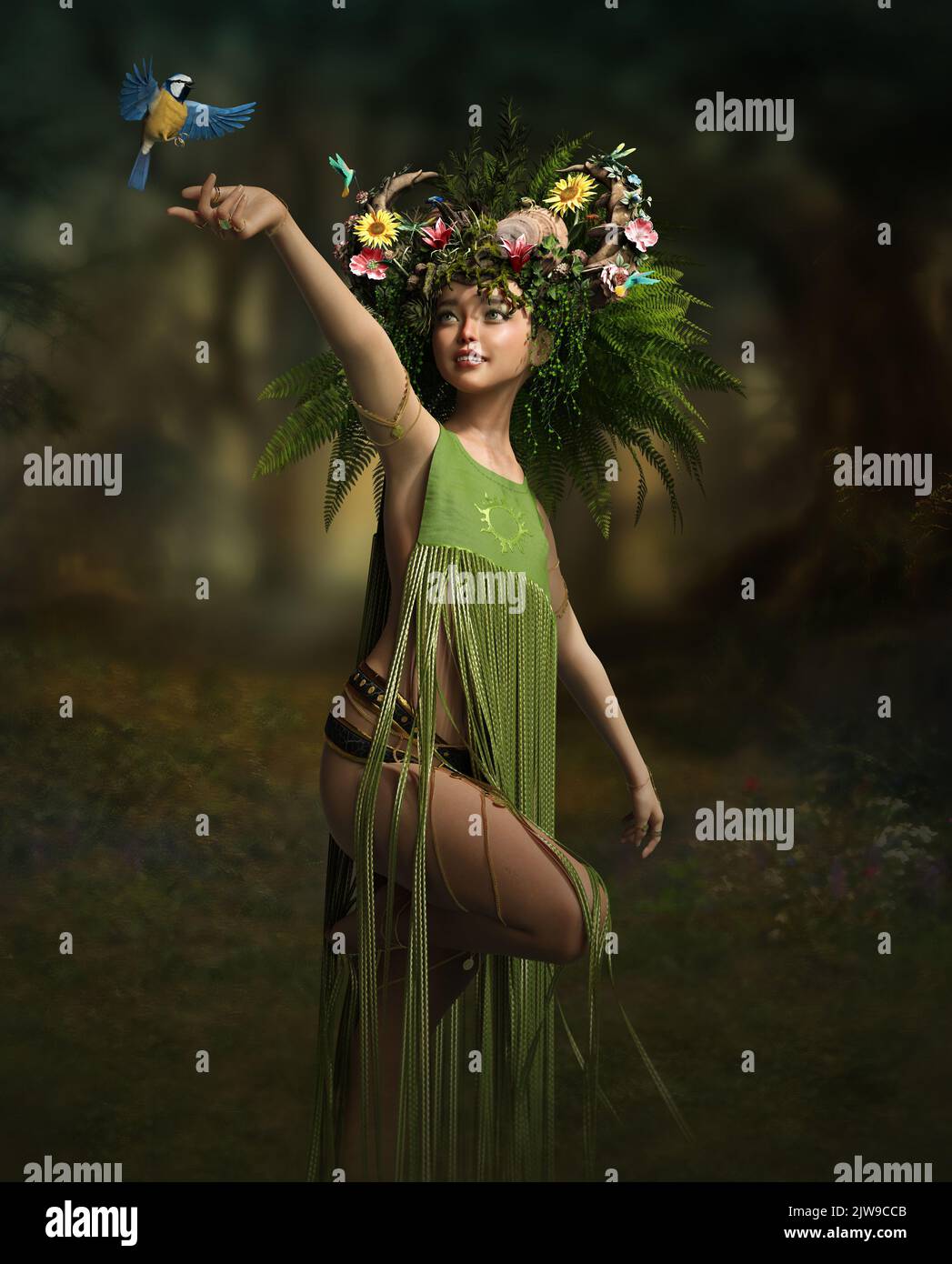 3d computer graphics of a fairy representing summer Stock Photo