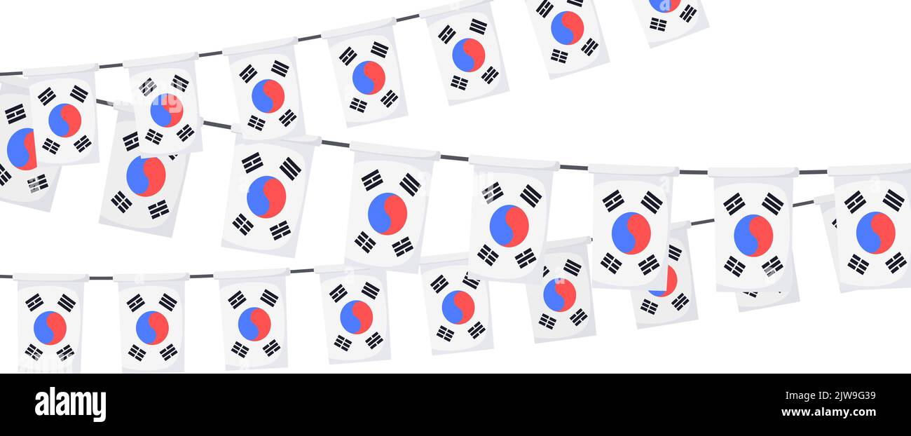 South Korea flag garland chain. Korean bunting decoration for