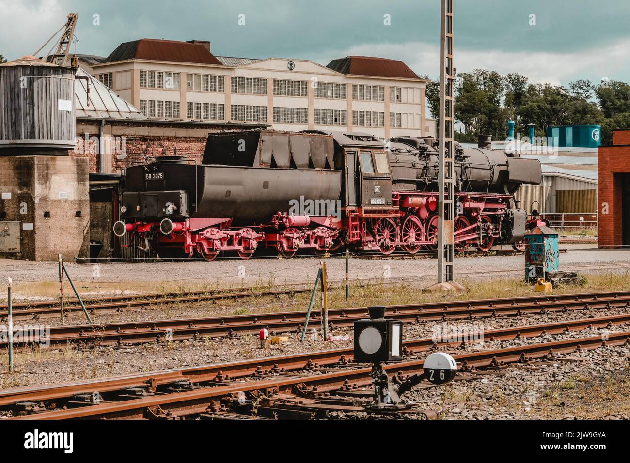 Exterior detail view of the Bochum Railway Museum German railway history Stock Photo