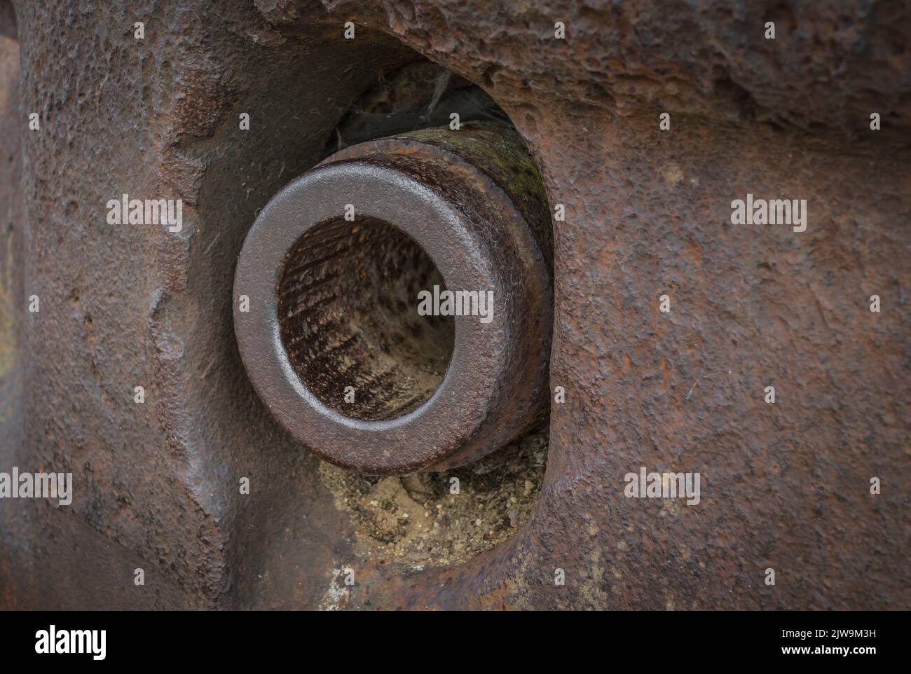 Cannon muzzle of a cannon in a world war one bunker. Stock Photo