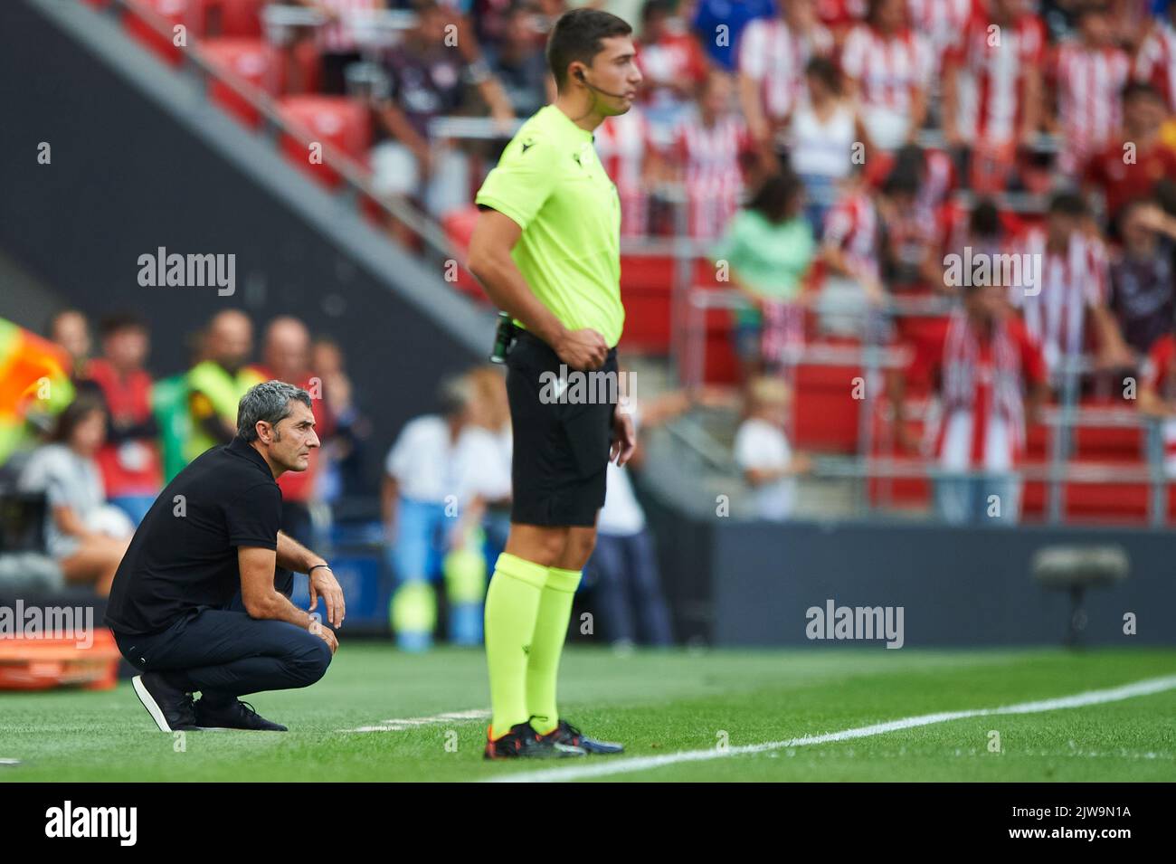 Athletic Club head coach Ernesto Valverde during the La Liga match between Athletic Club and RCD Espanyol played at Sam Mames Stadium on September 4, 2022 in Bilbao, Spain. (Photo by Cesar Ortiz / Pressinphoto / Icon Sport) Stock Photo