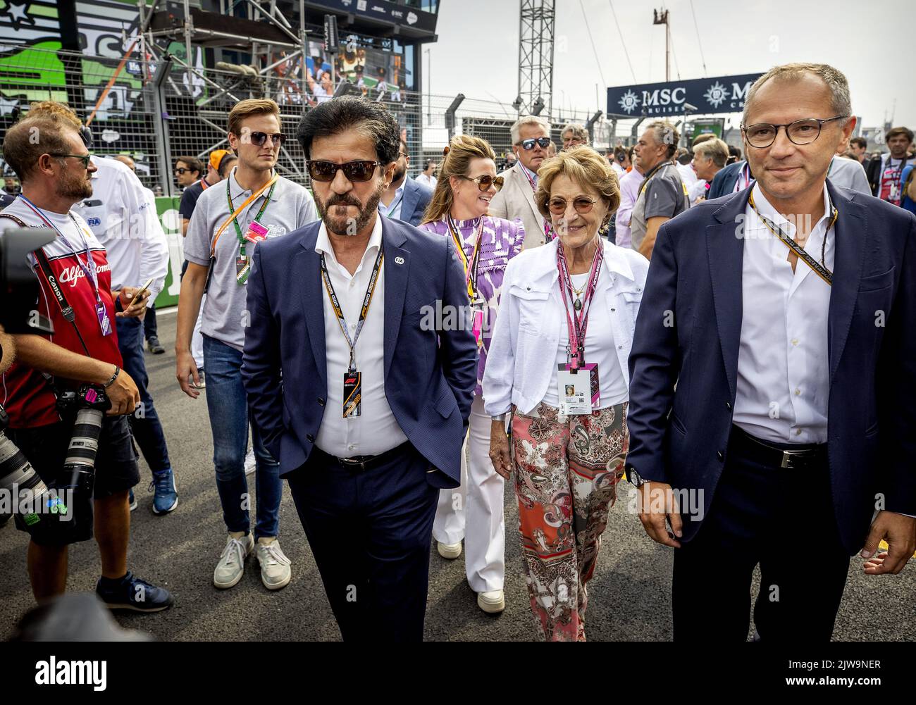 Zandvoort, Netherlands. 04th Sep, 2022. ZANDVOORT - Mohammed Ben Sulayem, Princess Anette, Princess Margriet and Stefano Domenicali ahead of the F1 Grand Prix of the Netherlands at Circuit van Zandvoort on September 4, 2022 in Zandvoort, Netherlands. KOEN VAN WEEL Credit: ANP/Alamy Live News Stock Photo