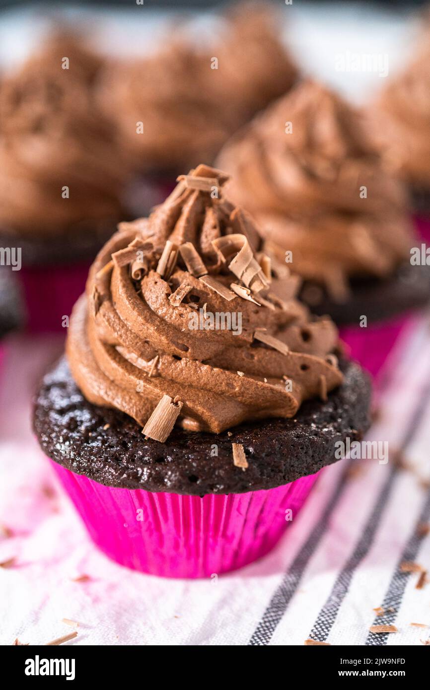 Chocolate ganache cupcake Stock Photo Alamy