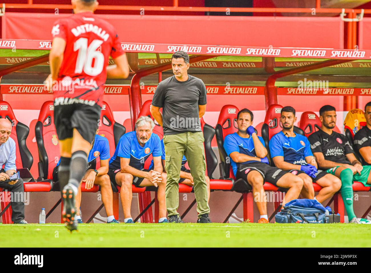 MALLORCA, SPAIN - SEPTEMBER 3: Miguel Angel Sanchez Michel of Girona CF during the match between RCD Mallorca and Girona CF of La Liga Santander on September 3, 2022 at Visit Mallorca Stadium Son Moix in Mallorca, Spain. (Photo by Samuel Carreño/ PX Images) Stock Photo