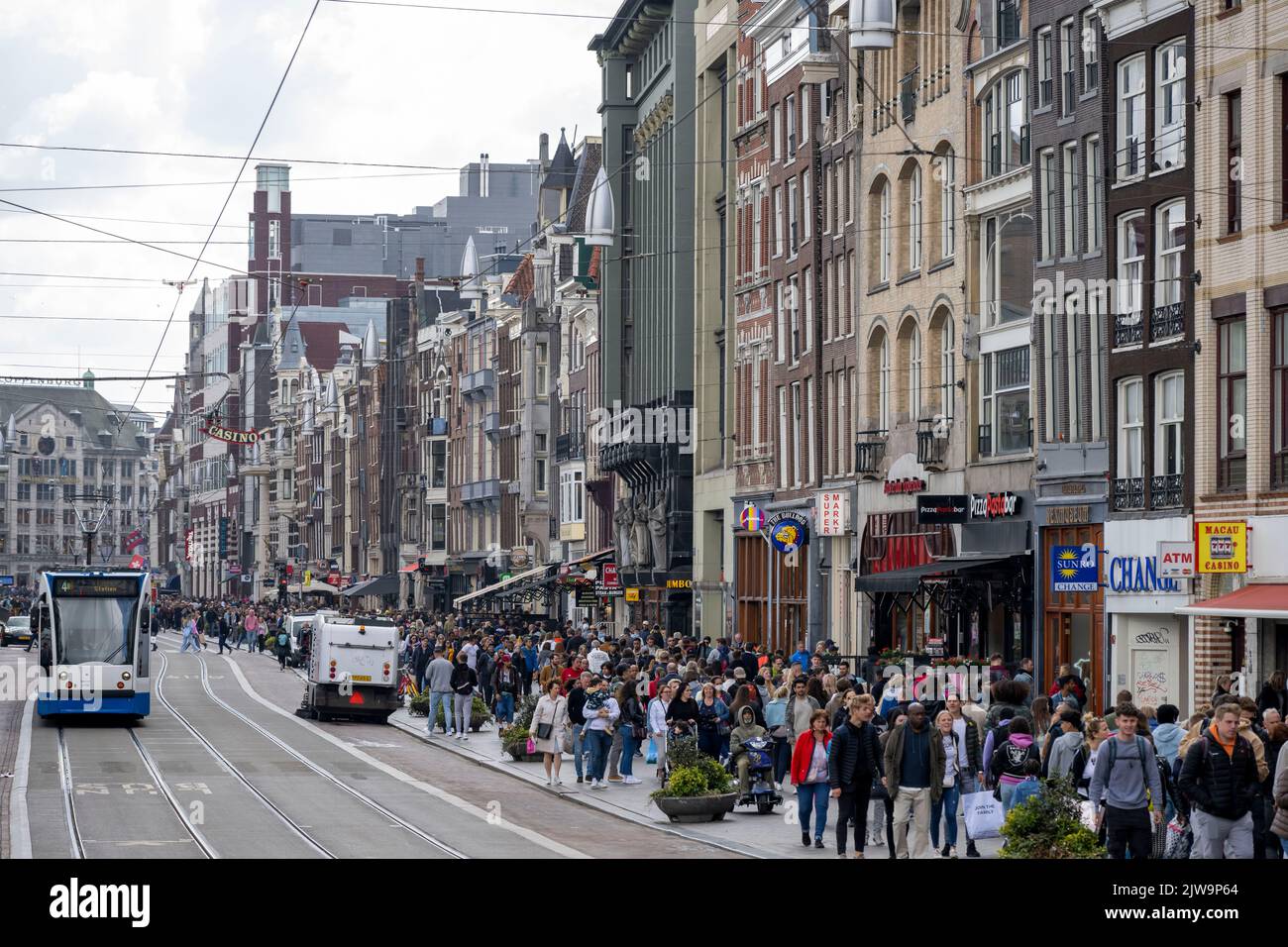 A general view of a busy street in Amsterdam, Holland. Stock Photo