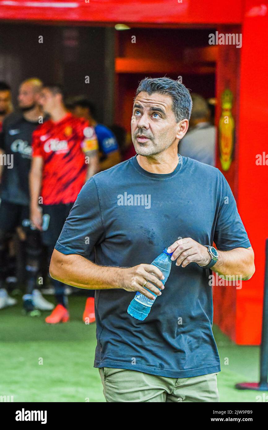 MALLORCA, SPAIN - SEPTEMBER 3: Miguel Angel Sanchez Michel of Girona CF during the match between RCD Mallorca and Girona CF of La Liga Santander on September 3, 2022 at Visit Mallorca Stadium Son Moix in Mallorca, Spain. (Photo by Samuel Carreño/ PX Images) Stock Photo