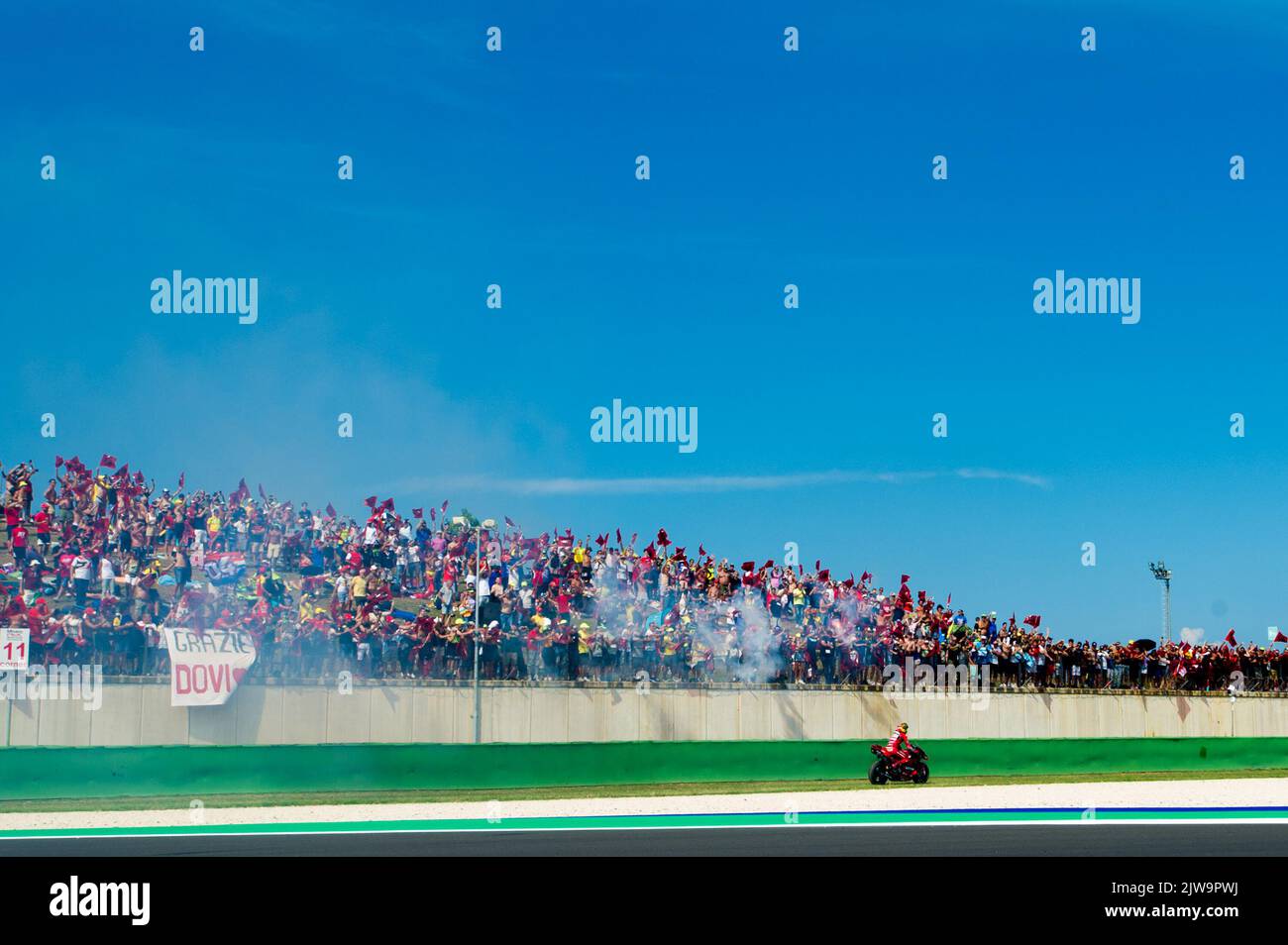 4th September 2022; Misano World Circuit Marco Simoncelli, Misano Adriatico,   Rimini, Emilia-Romagna, Italy ; MotoGP Race Day;   Francesco Pecco Bagnaia of Ducati Lenovo Team Stock Photo