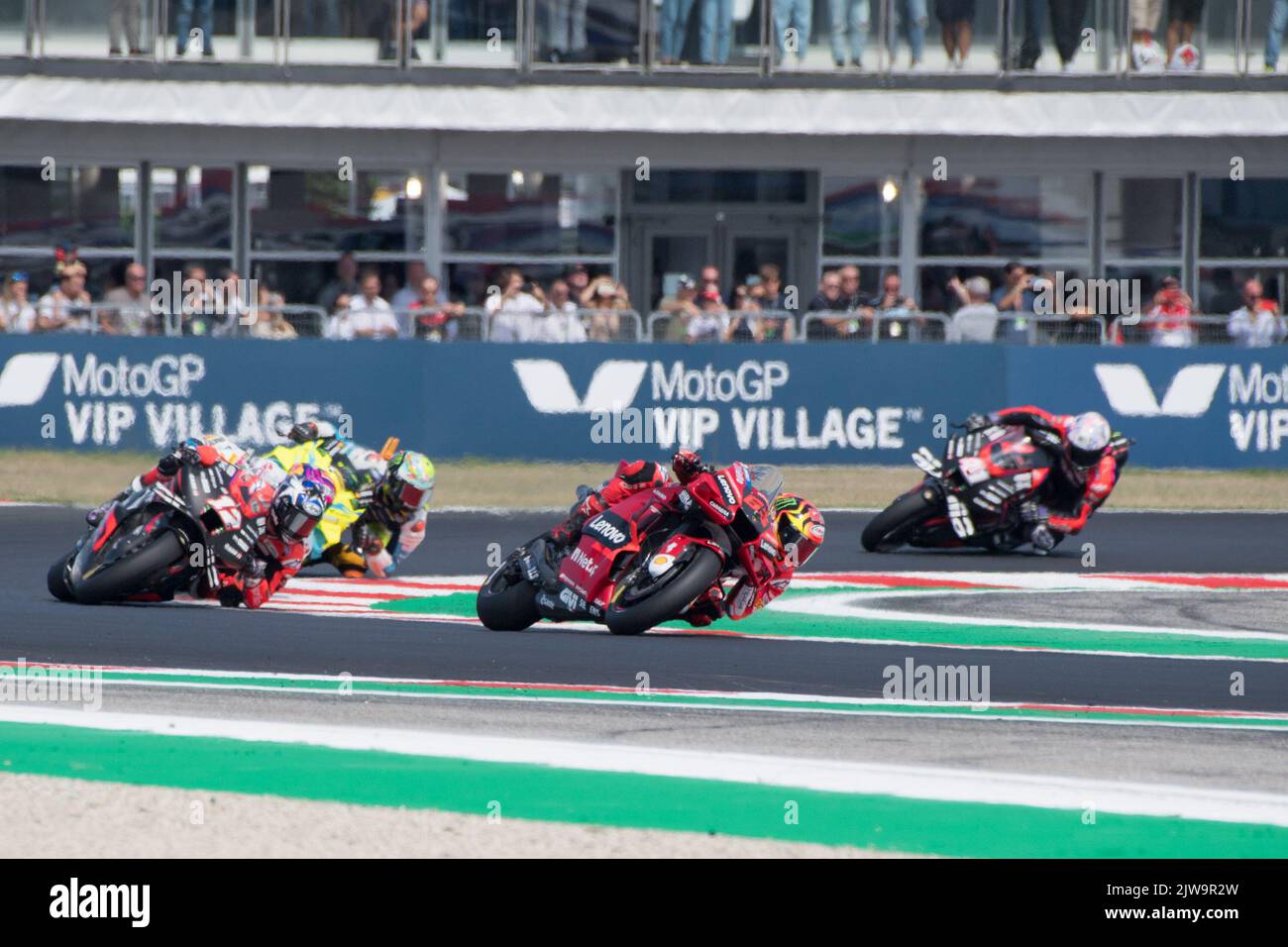 4th September 2022; Misano World Circuit Marco Simoncelli, Misano Adriatico,   Rimini, Emilia-Romagna, Italy ; MotoGP Race Day;   Francesco Pecco Bagnaia of Ducati Lenovo Team Stock Photo